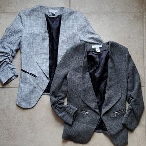 3/4 Black Gray Silver Lined Blazers H&M Fly Front
